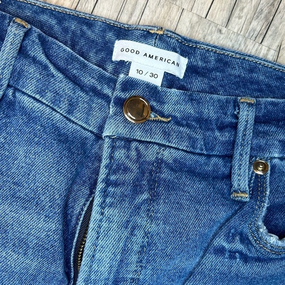 GOOD AMERICAN Good Curve High Waist Distressed Straight Jeans Size 10/30 - Picture 6 of 8